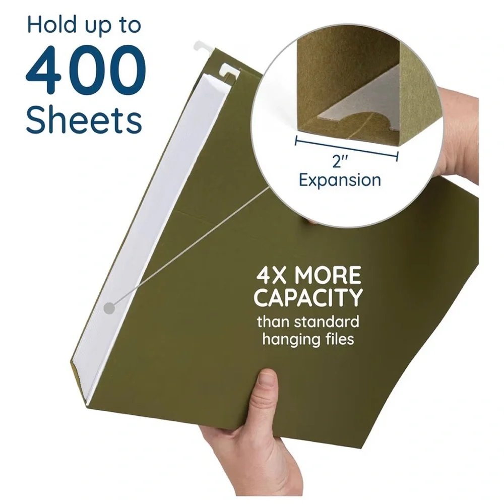 48 Pack Olive Green 2” Expanding File Folder 8.5”x11” (A230)